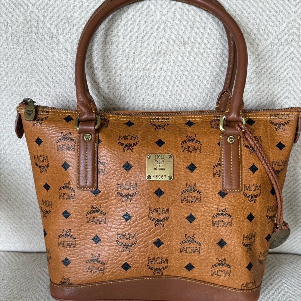 MCM Cognac Visetos Tote Bag